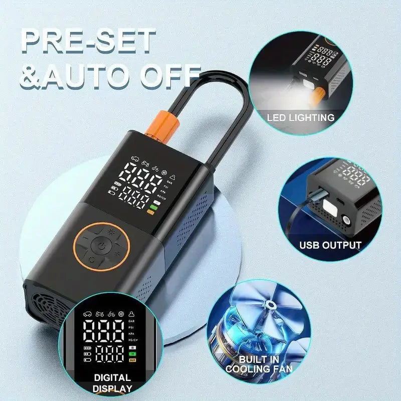 Bomba de Aire Portátil 150 PSI – Recargable 2000mAh