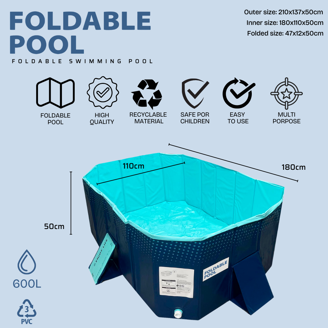 Piscina Plegable FOLDABLE POOL – Diversión Segura para Niños y Mascotas | Fácil de Guardar, Lista para el Verano