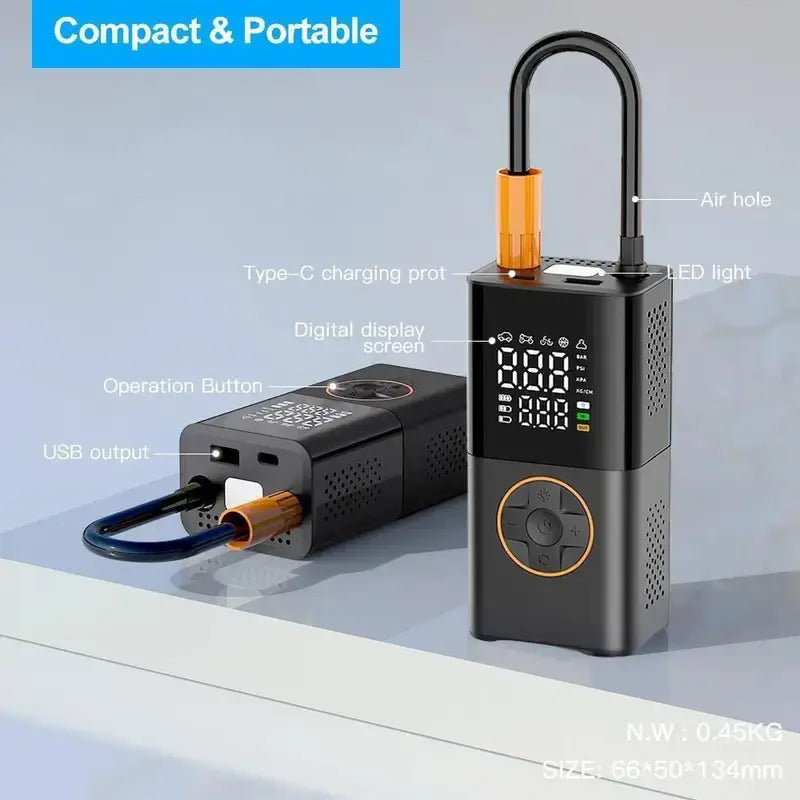 Bomba de Aire Portátil 150 PSI – Recargable 2000mAh