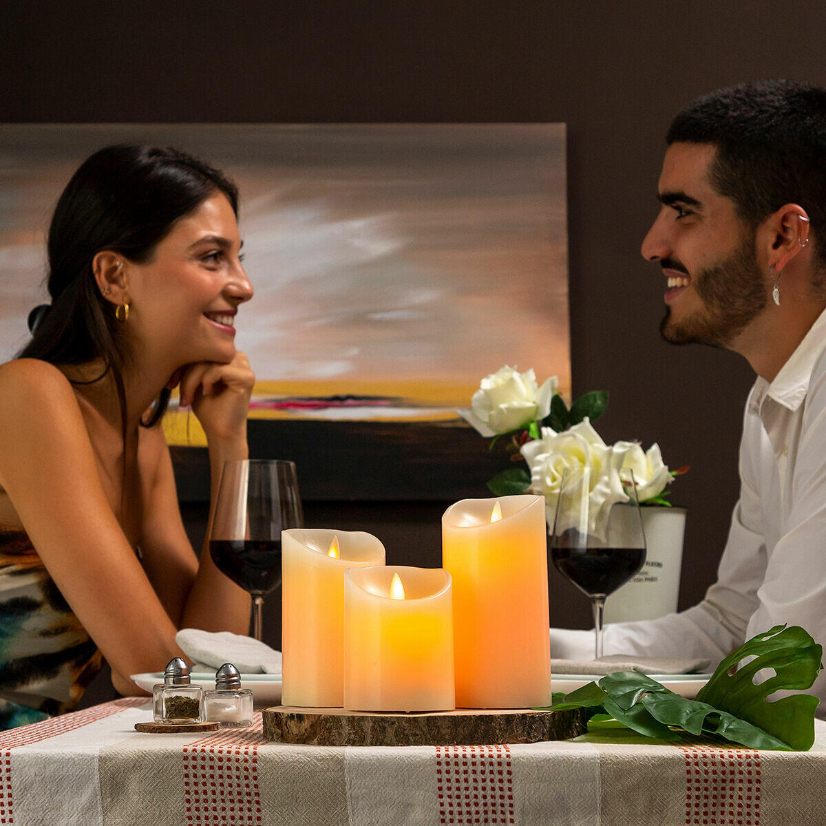 Velas LED Multicolor Efecto Llama con Mando Lendles 3 Unidades